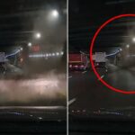 Detritos caindo do teto de um túnel escuro na via expressa Trans-Manhattan.