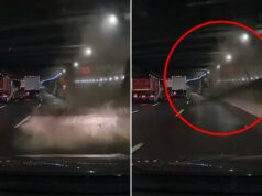 Enorme pedaço de destroço cai no túnel de Nova York, deixando o motorista a poucos centímetros da morte Detritos caindo do teto de um túnel escuro na via expressa Trans-Manhattan.