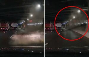 Enorme pedaço de destroço cai no túnel de Nova York, deixando o motorista a poucos centímetros da morte Detritos caindo do teto de um túnel escuro na via expressa Trans-Manhattan.