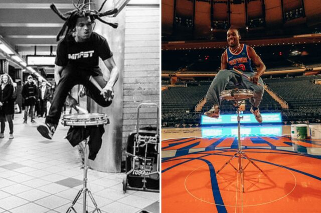 Enterrada do baterista: o artista de rua do metrô de Nova York toca pelos Knicks no MSG em um momento de lista de desejos
