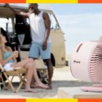 Ventilador Shark FlexBreeze HydroGo com maleta de transporte.