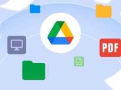 Eu costumava me enviar tudo por e-mail – esses 5 recursos do Google Drive corrigiram isso Logotipo do Google Drive com barra de pesquisa e ícones para modo off-line, histórico de versões, painel de atividades e scanner