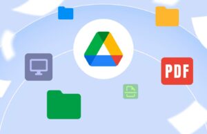 Eu costumava me enviar tudo por e-mail – esses 5 recursos do Google Drive corrigiram isso Logotipo do Google Drive com barra de pesquisa e ícones para modo off-line, histórico de versões, painel de atividades e scanner
