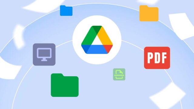 Eu costumava me enviar tudo por e-mail - esses 5 Logotipo do Google Drive com barra de pesquisa e ícones para modo off-line, histórico de versões, painel de atividades e scanner
