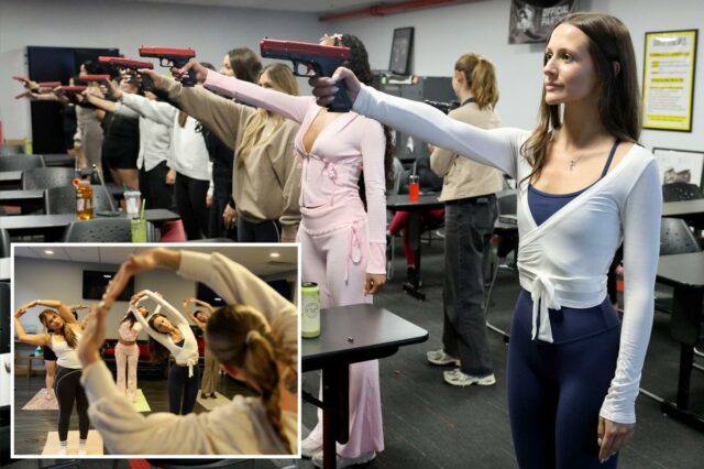 Eu fiz a primeira aula de 'Pistolas e Pilates' - e isso me deixou suando muito
