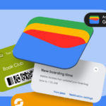 Ilustração de um telefone com a Google Wallet aberta, cercado por ingressos e documentos que podem ser adicionados à Google Wallet
