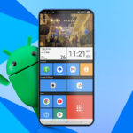 Uma mão organizando aplicativos na tela de um smartphone, cercada por vários ícones coloridos de aplicativos