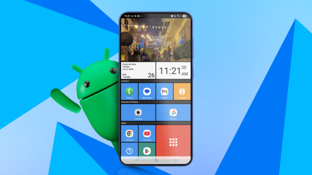 Eu trouxe o Windows Phone de volta à vida no Uma mão organizando aplicativos na tela de um smartphone, cercada por vários ícones coloridos de aplicativos
