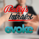 Ilustração das negociações de aquisição da Bally's Intralot e Evoke mostrando os logotipos da empresa durante as negociações de fusão da indústria de jogos em andamento