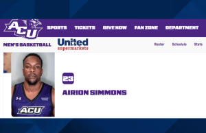 Ex-jogador de basquete Abilene Christian banido permanentemente após descobertas de manipulação da NCAA Airion Simmons na página da escalação de basquete masculino de Abilene Christian após investigação de manipulação de apostas da NCAA e proibição permanente de elegibilidade
