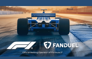 FanDuel se junta à Fórmula 1 à medida que a parceria de apostas se expande pela América Imagem promocional da parceria Fórmula 1 e FanDuel apresentando um carro de corrida de F1 na pista destacando o acordo oficial da operadora de apostas esportivas nos Estados Unidos e Canadá.