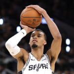 San Antonio Spurs star Victor Wembanyama attempts shot against Oklahoma City Thunder in NBA Playoffs