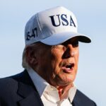 Donald Trump fala a membros da mídia no gramado sul da Casa Branca após chegar no Marine One em Washington, DC, EUA, 15 de maio