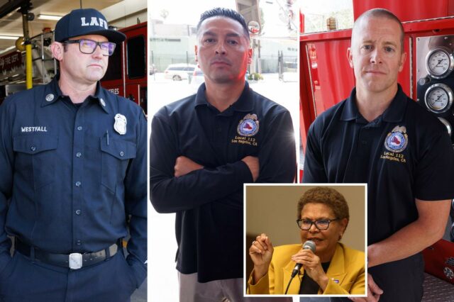 Furiosos bombeiros de Los Angeles dão um passo raramente visto Furiosos bombeiros de Los Angeles dão um passo raramente visto na luta contra Karen Bass: 'efeito dominó'