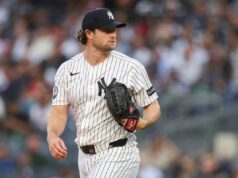 Gerrit Cole reage ao ser retirado no início do primeiro início dos Yankees em mais de um ano New York Yankees pitcher Gerrit Cole