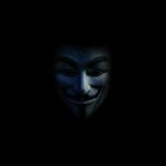 An illustration of the V for Vendetta Guy Fawkes' mask, which became synonymous with the hacking group Anonymous in the 2010s.