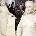 Heidi Klum é uma estátua da vida real no tapete vermelho do Met Gala 2026