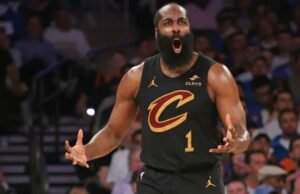 Heróis, zeros na vitória dos Knicks no jogo 1 sobre os Cavaliers: James Harden teve uma noite para esquecer James Harden, que teve um jogo 1 difícil, reage após marcar durante o terceiro quarto da vitória dos Knicks por 115-104 no jogo 1 na prorrogação sobre os Cavaliers em 19 de maio de 2026 no Garden.