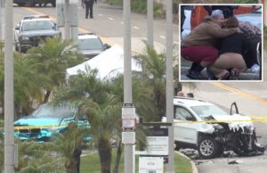 Horror quando um homem e uma criança morrem em um grande acidente em Playa Del Rey Horror quando um homem e uma criança morrem em um grande acidente em Playa Del Rey