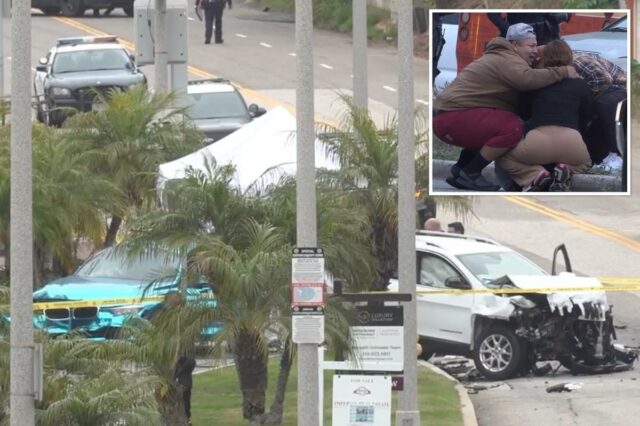 Horror quando um homem e uma criança morrem em um grande acidente em Playa Del Rey
