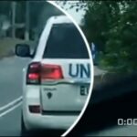 Imagens da ONU de um ataque de drone em um comboio marcado em Kherson, Ucrânia