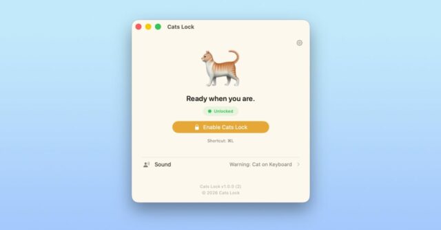 Índia App Spotlight: ‘Cats Lock’ é um aplicativo divertido para Mac que resolve spam de teclado de gato
