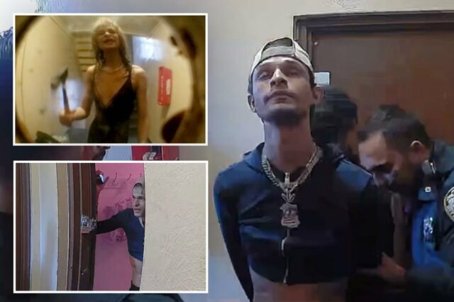 Anthony Orozco com um moletom curto e boné de beisebol, cercado por quatro policiais durante sua prisão.