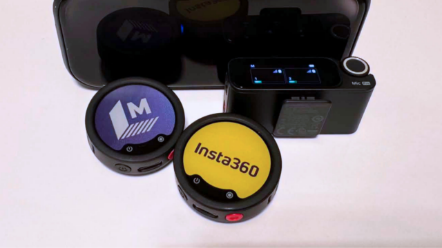 Renderizações do Insta360 Mic Pro de frente, em ângulo, lateral e atrás.