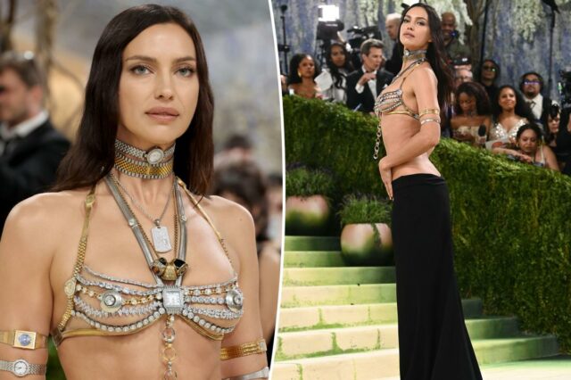 Irina Shayk está pingando joias – e nada mais – no tapete vermelho do Met Gala 2026

