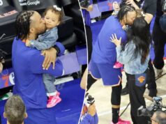 Jalen Brunson comemora a vitória dos Knicks com a filha e a esposa em um momento emocionante nos playoffs Jalen Brunson comemora a vitória dos Knicks com a filha e a esposa em um momento emocionante nos playoffs