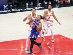 Jalen Brunson não acredita na narrativa de que os Knicks são o time do Leste a ser derrotado nos playoffs: ‘Eu não me importo’ O armador do New York Knicks, Jalen Brunson (11), vai até a cesta contra dois jogadores do Atlanta Hawks.