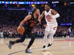 Jalen Brunson se ajusta para desempenhar um papel diferente – e importante – dos Knicks na vitória do jogo 2 O guarda do New York Knicks, Jalen Brunson # 11, vai para a cesta enquanto o guarda do Cleveland Cavaliers, Donovan Mitchell # 45, persegue no 2º quarto.