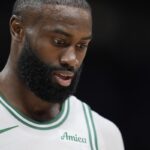 Boston Celtics star Jaylen Brown against Bucks in NBA game