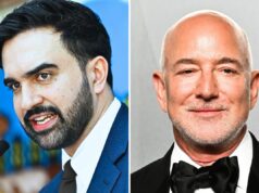 Jeff Bezos apóia o novo imposto habitacional de Mamdani: ‘faz sentido’ Left, New York City Mayor Zohran Mamdani speaks at a press conference in New York on May 19, 2026; Right, Jeff Bezos is seen at the Vanity Fair Oscar Party 2026 in Los Angeles on March 15, 2026.
