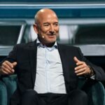Amazon's founder Jeff Bezos speaks during the American Business Forum at the Kaseya Center in Miami on November 6, 2025.