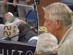 Jeff McNeil acidentalmente ensanguenta torcedor idoso com uma chuteira enquanto mergulha nas arquibancadas Jeff McNeil acidentalmente acerta um fã no rosto