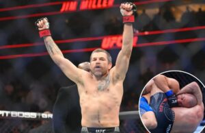 Jim Miller, de Nova Jersey, vence a batalha do Rio Hudson no UFC 328 após a batalha ‘realmente difícil’ do filho contra o câncer Jim Miller reage durante a luta contra Jared Gordon durante o UFC 328 no Prudential Center.