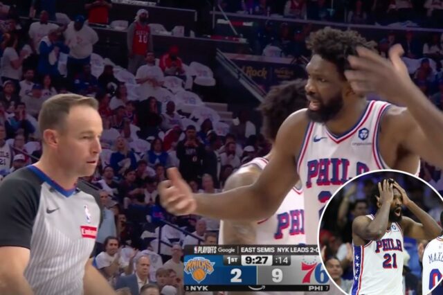 Joel Embiid alega parcialidade do árbitro no jogo 3, com as esperanças dos 76ers desaparecendo rapidamente: 'Acho que é bom quando Nova York vence'
