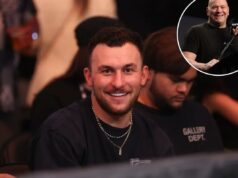 Johnny Manziel se prepara para luta de boxe contra influenciador de mídia social no UFC Apex O ex-jogador de futebol Johnny Manziel na multidão para a luta de boxe.