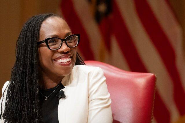 Supreme Court Justice Ketanji Brown Jackson speaks to the 2025 Supreme Court Fellows Program on February 13, 2025, at the Library of Congress in Washington, D.C. (AP Photo/Jacquelyn Martin, Pool)