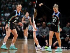 Julie Vanloo deslumbra na estreia do Liberty depois de passar por ‘dias sombrios’ em sua carreira Julie Vanloo #53 do New York Liberty reage durante o quarto período contra o Connecticut Sun.