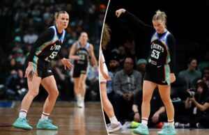 Julie Vanloo deslumbra na estreia do Liberty depois de passar por ‘dias sombrios’ em sua carreira Julie Vanloo #53 do New York Liberty reage durante o quarto período contra o Connecticut Sun.