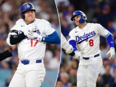 Kiké Hernández sofre distensão oblíqua, Shohei Ohtani também deixa o jogo dos Dodgers mais cedo Shohei Ohtani reage ao ser atingido por um arremesso enquanto o árbitro da home plate, Malachi Moore, assiste.
