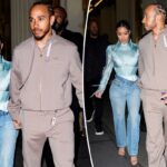 Kim Kardashian combina seu espartilho de alta costura com jeans para o encontro de 'Fear of 13' com Lewis Hamilton