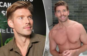 Kyle Cooke finalmente compartilha seu segredo anti-envelhecimento para a pele: ‘Não apenas água e sabão’ Clarins Double Serum em frasco dourado e vermelho.