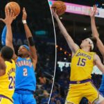 Lakers luta ofensivamente na derrota no jogo 1 para o Thunder