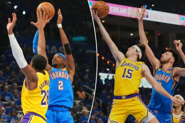 Lakers luta ofensivamente na derrota no jogo 1 para o Thunder
