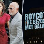 Lauren Sánchez e Jeff Bezos ignoram os protestos do Met Gala enquanto comparecem à pré-festa de Anna Wintour
