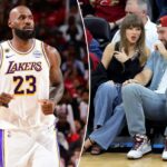 LeBron James saúda Taylor Swift e Travis Kelce enquanto casal apoia Cavaliers na derrota no jogo 3 para Knicks