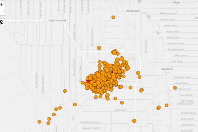 A swarm of earthquakes has prompted emergency services in Brawley, California, on May 10. (Credit: USGS)